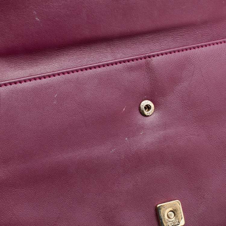 Pre Owned Fendi Burgundy Patent Leather Fendilicious Wallet on Chain