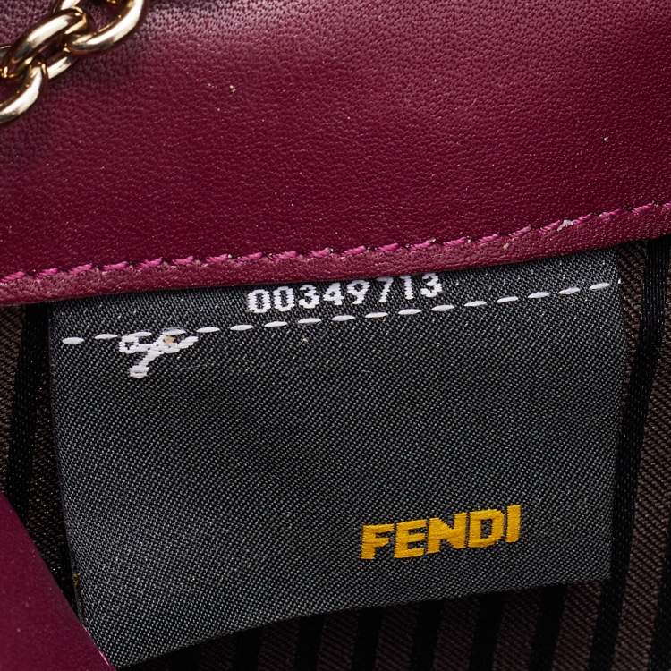 Pre Owned Fendi Burgundy Patent Leather Fendilicious Wallet on Chain