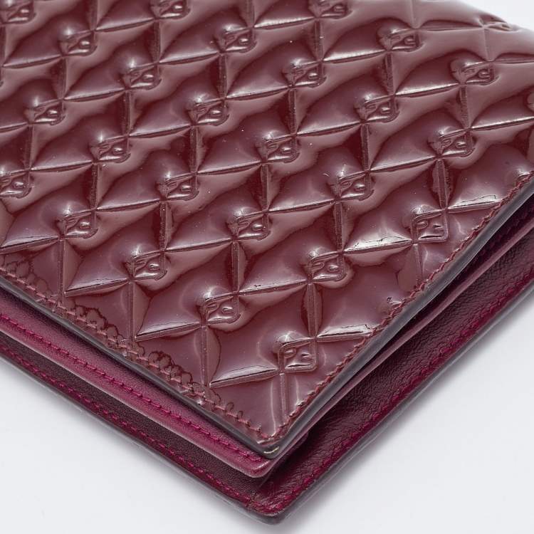Pre Owned Fendi Burgundy Patent Leather Fendilicious Wallet on Chain