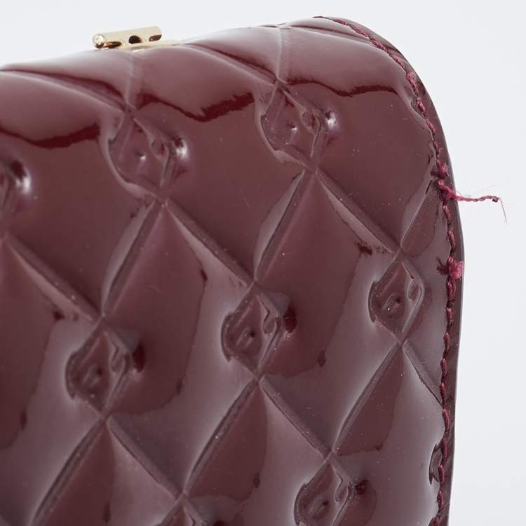 Pre Owned Fendi Burgundy Patent Leather Fendilicious Wallet on Chain