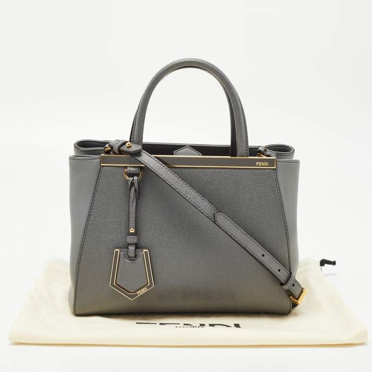 Pre Owned Fendi Grey Leather Petite 2Jours Tote