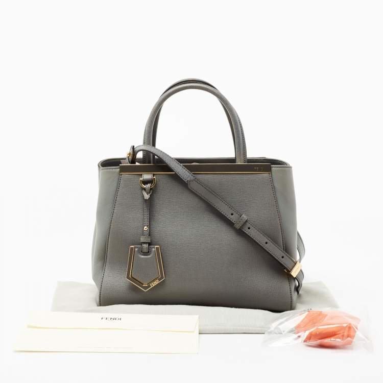 Pre Owned Fendi Grey Leather Small 2Jours Tote
