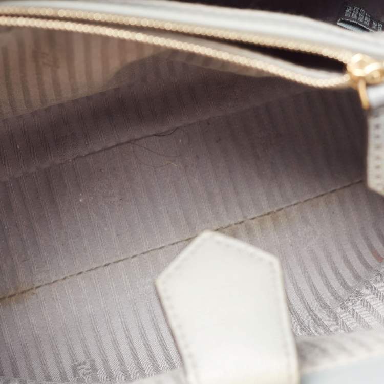 Pre Owned Fendi Grey Leather Small 2Jours Tote