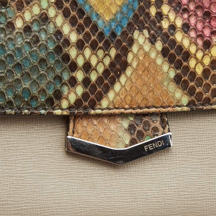 Pre Owned Fendi Multicolor Leather and Python Mini Demi Jour Top Handle Bag