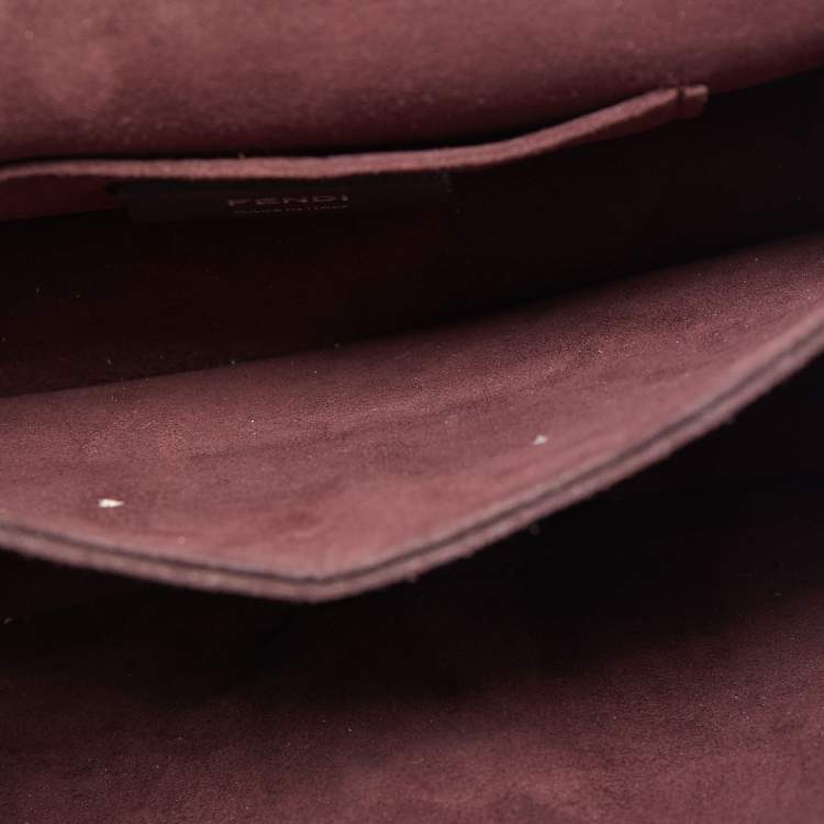 Pre Owned Fendi Burgundy Leather Small Kan I Chain Shoulder Bag