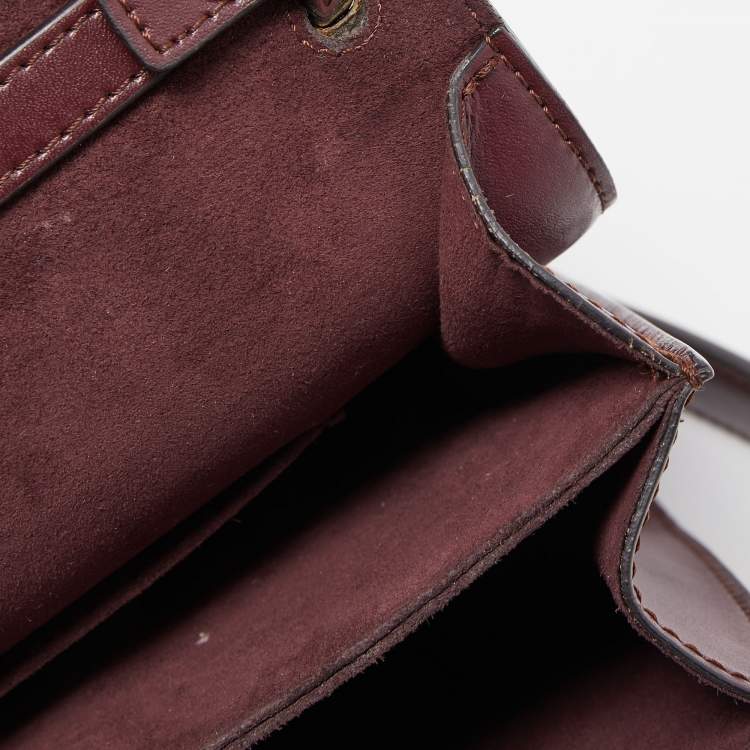 Pre Owned Fendi Burgundy Leather Small Kan I Chain Shoulder Bag