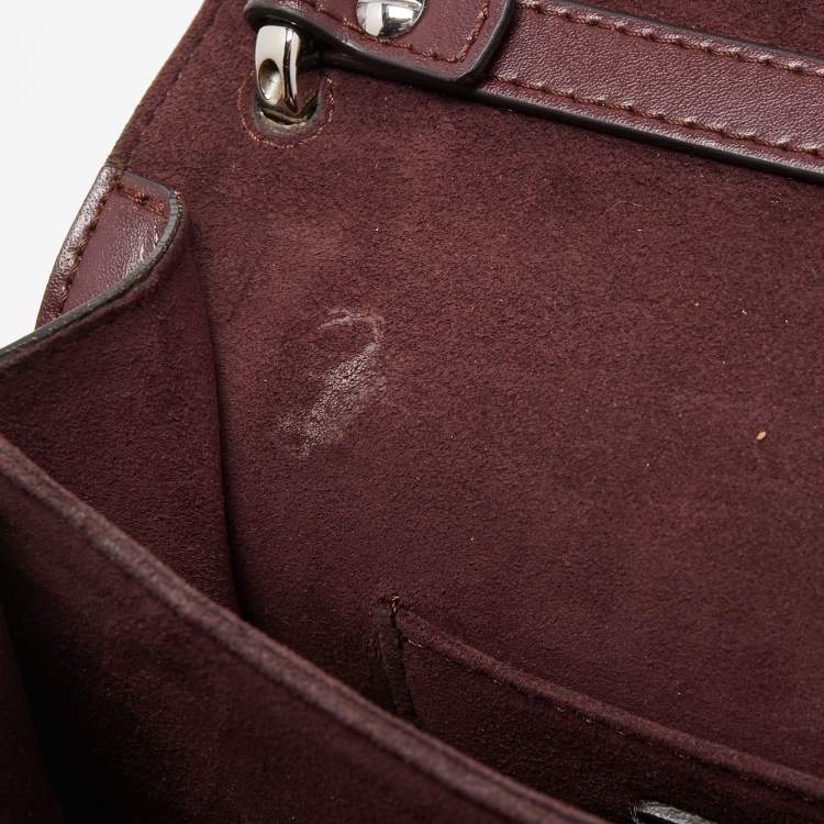 Pre Owned Fendi Burgundy Leather Small Kan I Chain Shoulder Bag