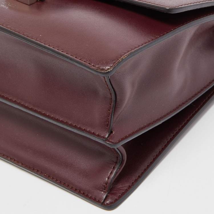 Pre Owned Fendi Burgundy Leather Small Kan I Chain Shoulder Bag