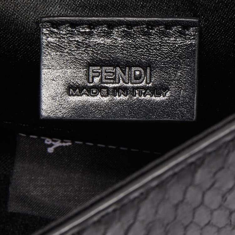 Pre Owned Fendi Black Elaphe Watersnake Leather Rush Chain Clutch