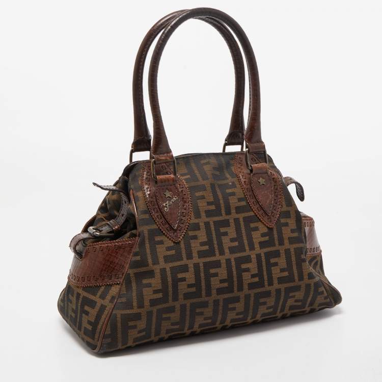 Pre Owned Fendi Brown Zucca Canvas and Leather Small Zucca Chef De Jour Bag