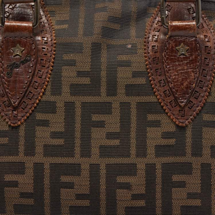 Pre Owned Fendi Brown Zucca Canvas and Leather Small Zucca Chef De Jour Bag