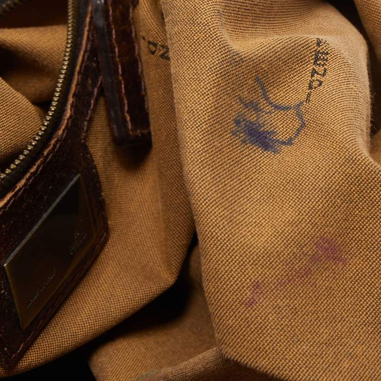 Pre Owned Fendi Brown Zucca Canvas and Leather Small Zucca Chef De Jour Bag
