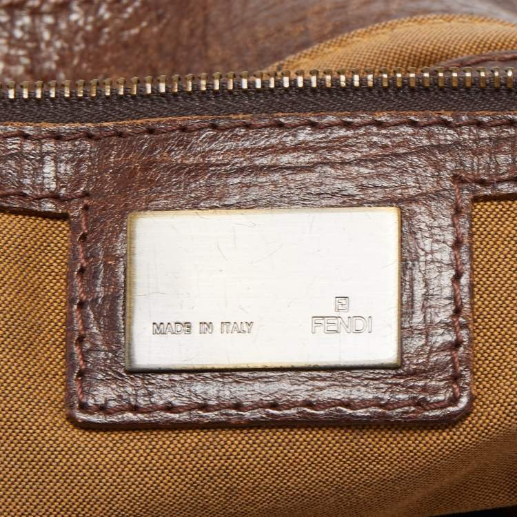 Pre Owned Fendi Brown Zucca Canvas and Leather Small Zucca Chef De Jour Bag