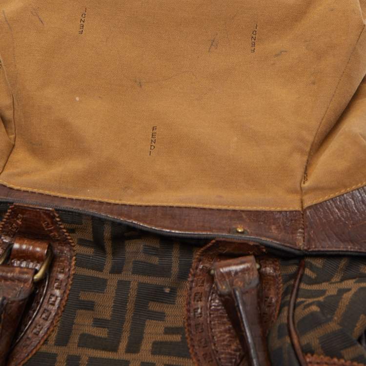 Pre Owned Fendi Brown Zucca Canvas and Leather Small Zucca Chef De Jour Bag