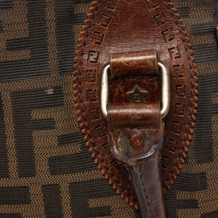 Pre Owned Fendi Brown Zucca Canvas and Leather Small Zucca Chef De Jour Bag