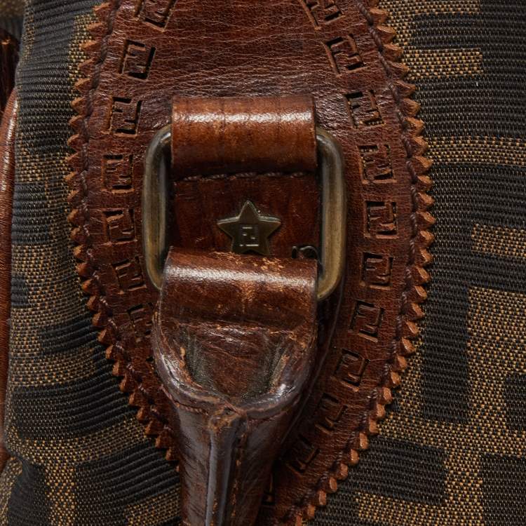 Pre Owned Fendi Brown Zucca Canvas and Leather Small Zucca Chef De Jour Bag