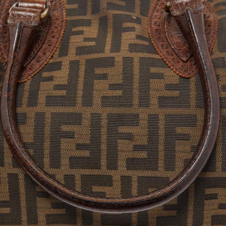 Pre Owned Fendi Brown Zucca Canvas and Leather Small Zucca Chef De Jour Bag