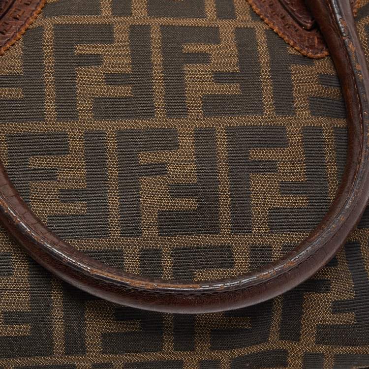 Pre Owned Fendi Brown Zucca Canvas and Leather Small Zucca Chef De Jour Bag