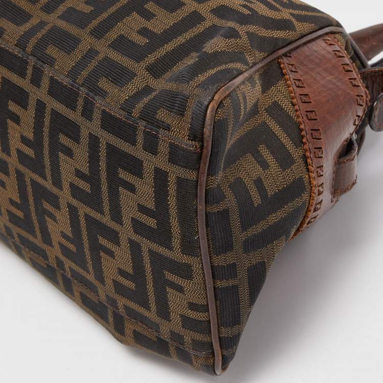 Pre Owned Fendi Brown Zucca Canvas and Leather Small Zucca Chef De Jour Bag