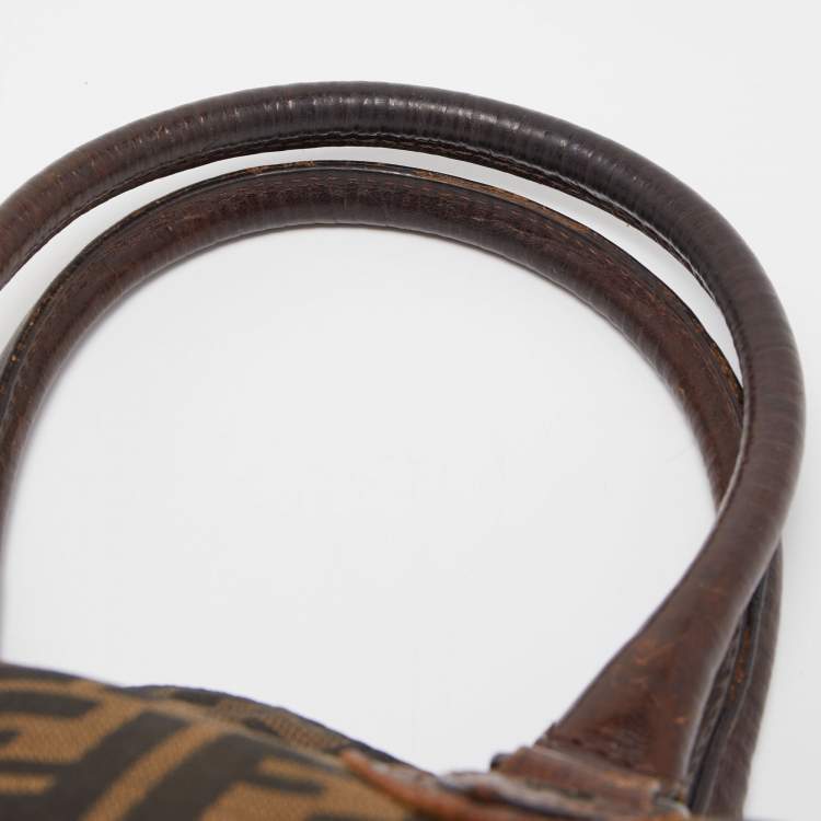 Pre Owned Fendi Brown Zucca Canvas and Leather Small Zucca Chef De Jour Bag