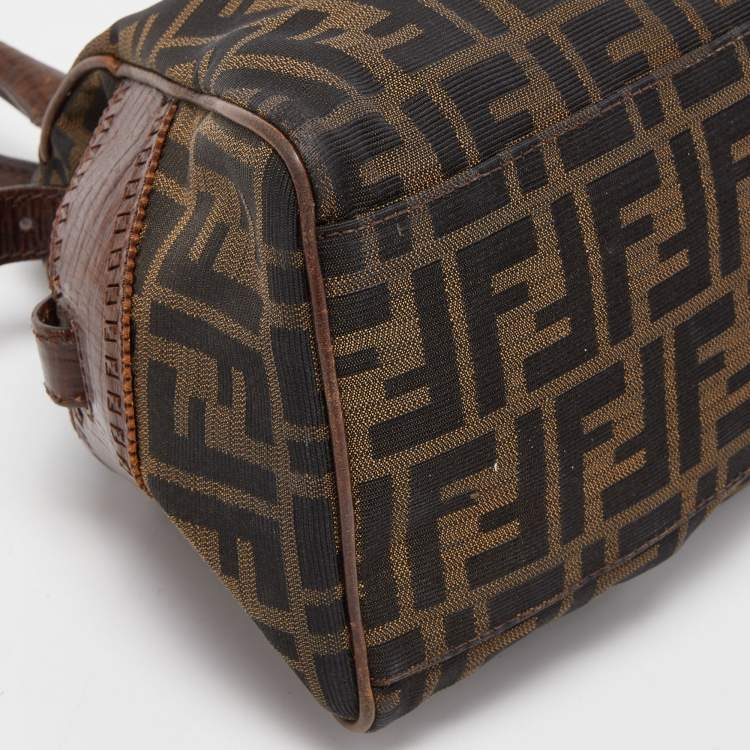 Pre Owned Fendi Brown Zucca Canvas and Leather Small Zucca Chef De Jour Bag