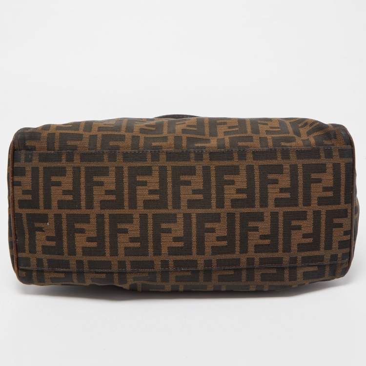 Pre Owned Fendi Brown Zucca Canvas and Leather Small Zucca Chef De Jour Bag