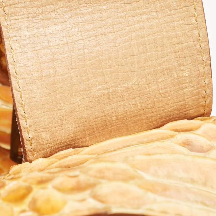 Pre Owned Fendi Orange/Brown Python B Shoulder Bag