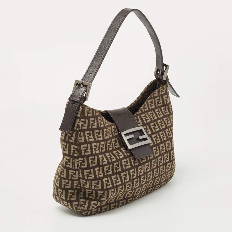 مملوكة مسبقًا Fendi Dark Brown Zucchino Canvas Shoulder Bag