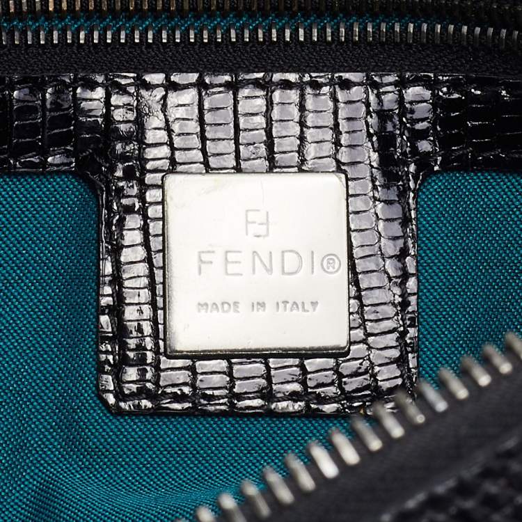 Pre Owned Fendi Black Zucca Canvas and Leather Embellished Bowler Bag