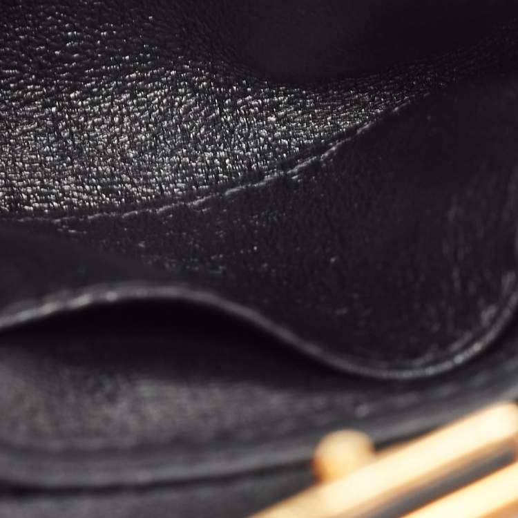 Pre Owned Fendi Black/Gold Beaded Nano Baguette Crossbody Bag