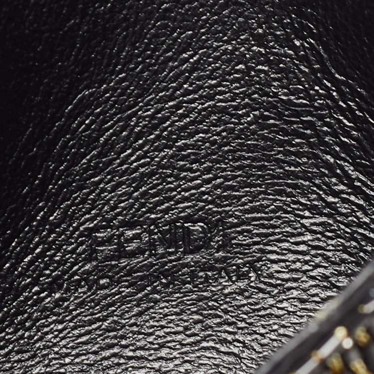 Pre Owned Fendi Black/Gold Beaded Nano Baguette Crossbody Bag