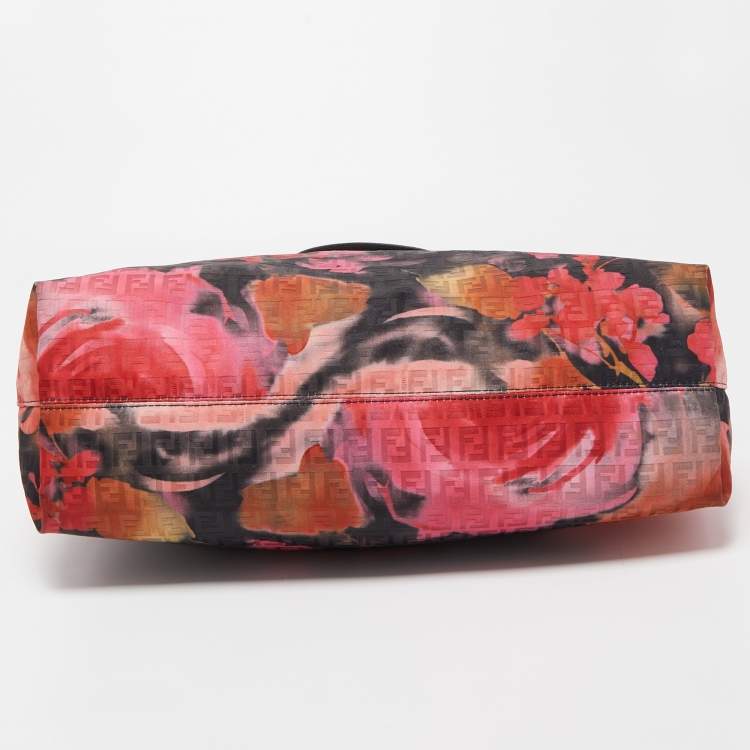 Pre Owned Fendi Multicolor Floral Print Zucca Fabric Shoulder Bag