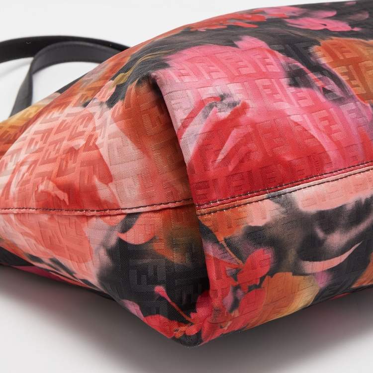 Pre Owned Fendi Multicolor Floral Print Zucca Fabric Shoulder Bag