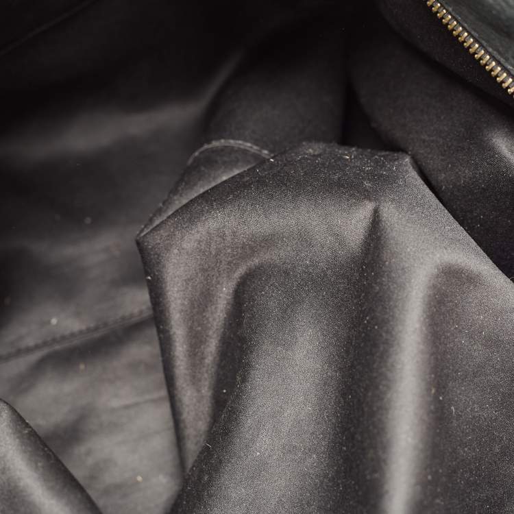 Pre Owned Fendi Black Shimmer Suede Front Zip Chain Tote