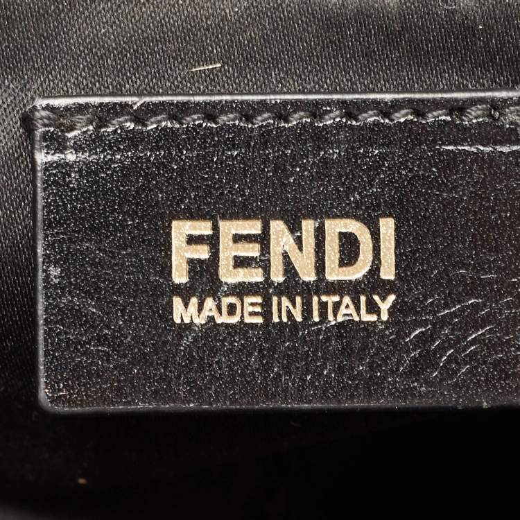 Pre Owned Fendi Black Shimmer Suede Front Zip Chain Tote