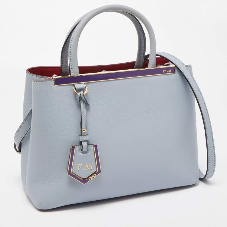 Pre Owned Fendi Blue Leather Small 2Jours Tote