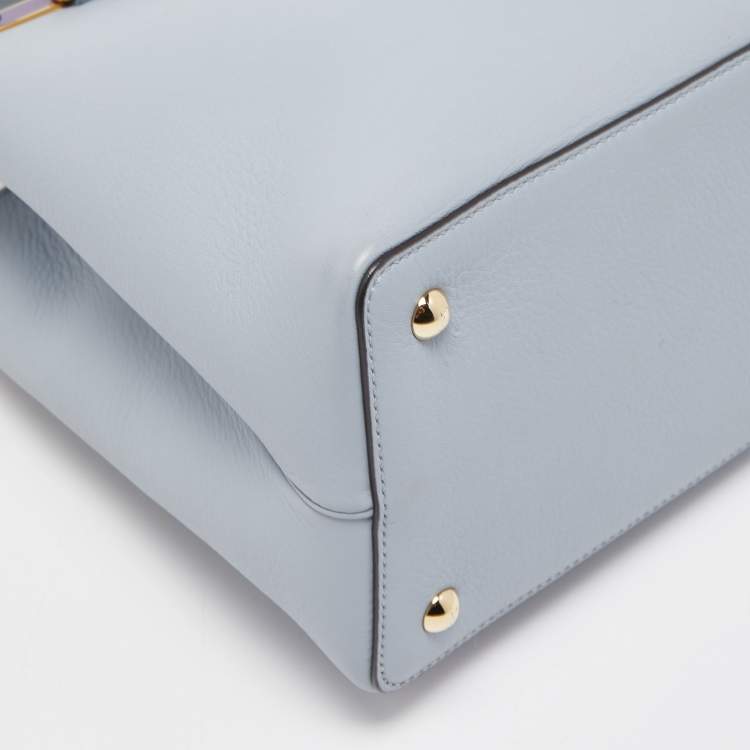 Pre Owned Fendi Blue Leather Small 2Jours Tote