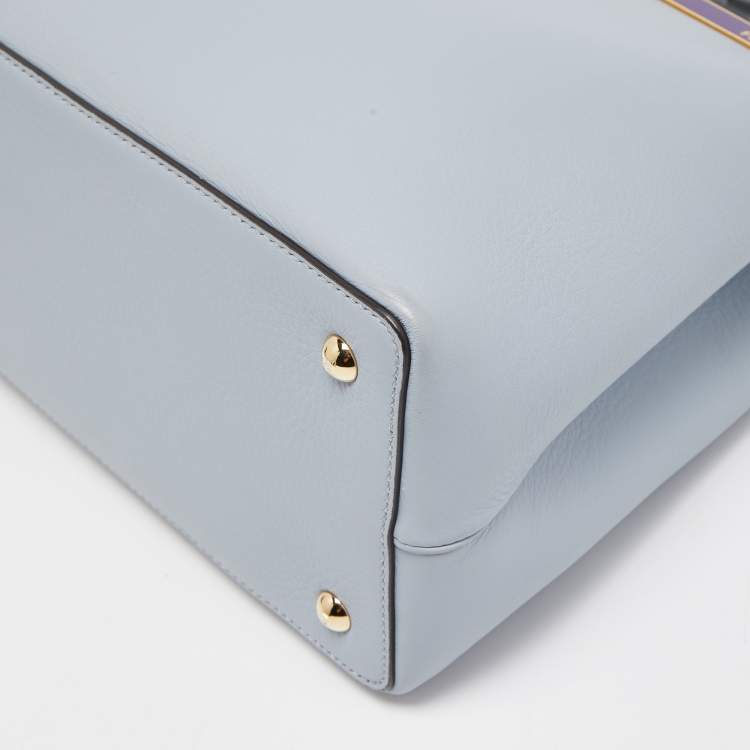Pre Owned Fendi Blue Leather Small 2Jours Tote