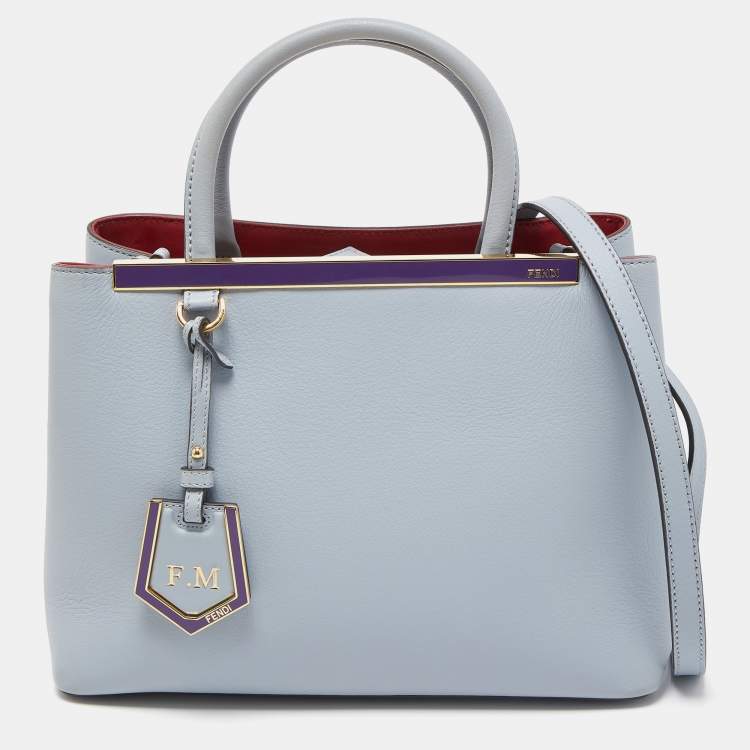 Pre Owned Fendi Blue Leather Small 2Jours Tote