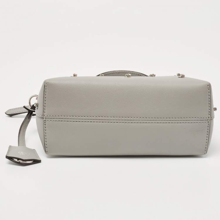 Pre Owned Fendi Grey Leather Mini Crystals Embellished By The Way Crossbody Bag