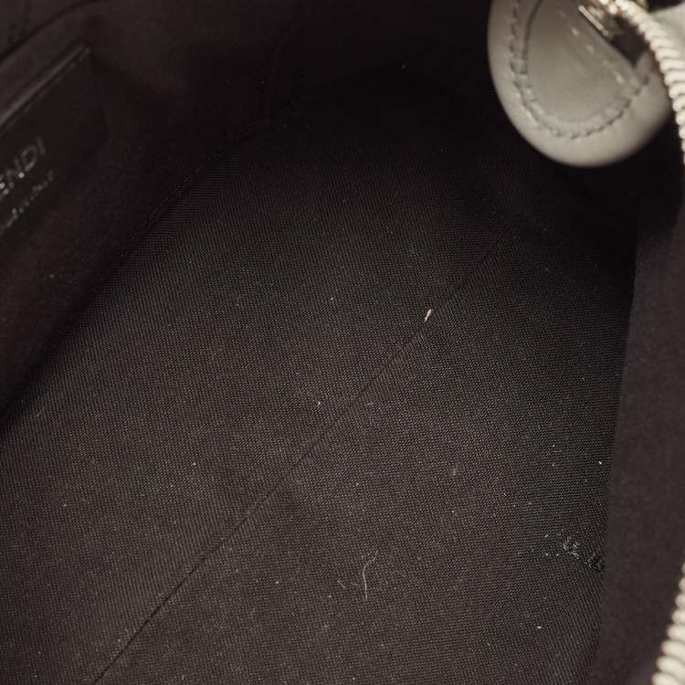 Pre Owned Fendi Grey Leather Mini Crystals Embellished By The Way Crossbody Bag