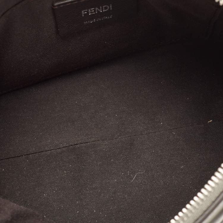 Pre Owned Fendi Grey Leather Mini Crystals Embellished By The Way Crossbody Bag