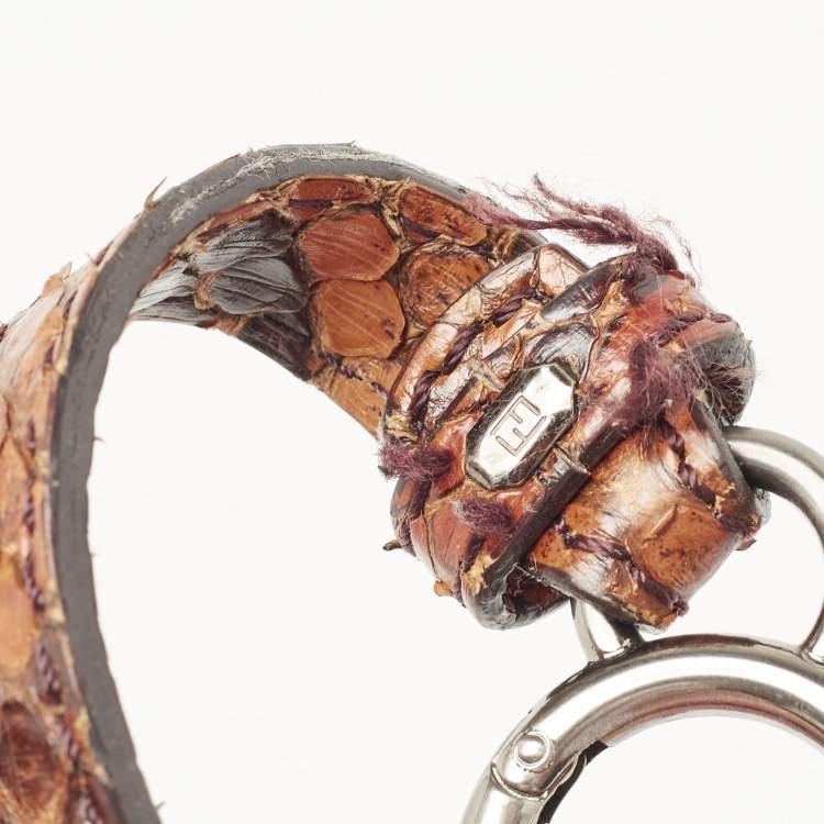 Pre Owned Fendi Brown Python Medium Peekaboo Top Handle Bag