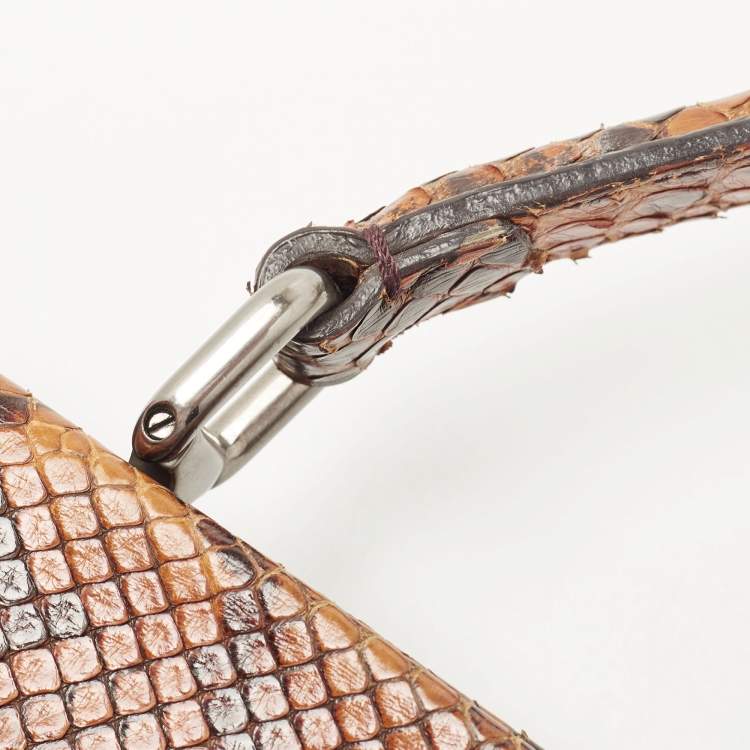 Pre Owned Fendi Brown Python Medium Peekaboo Top Handle Bag