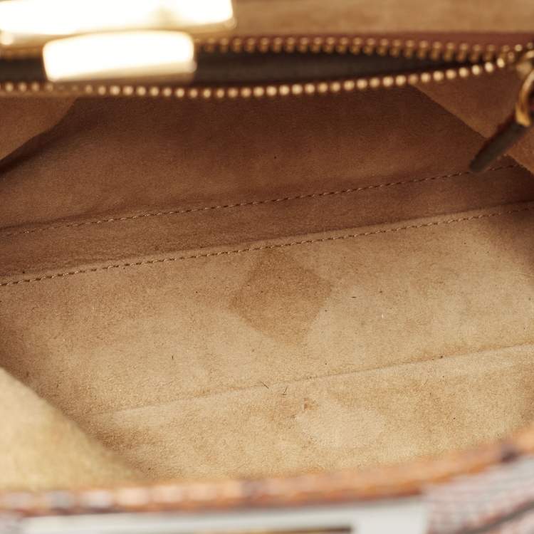 Pre Owned Fendi Brown Python Medium Peekaboo Top Handle Bag