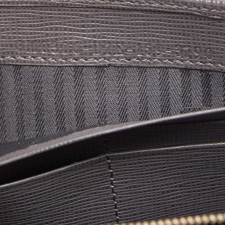 مملوكة مسبقًا Fendi Grey/Beige Leather 2 Jours Flap Wallet