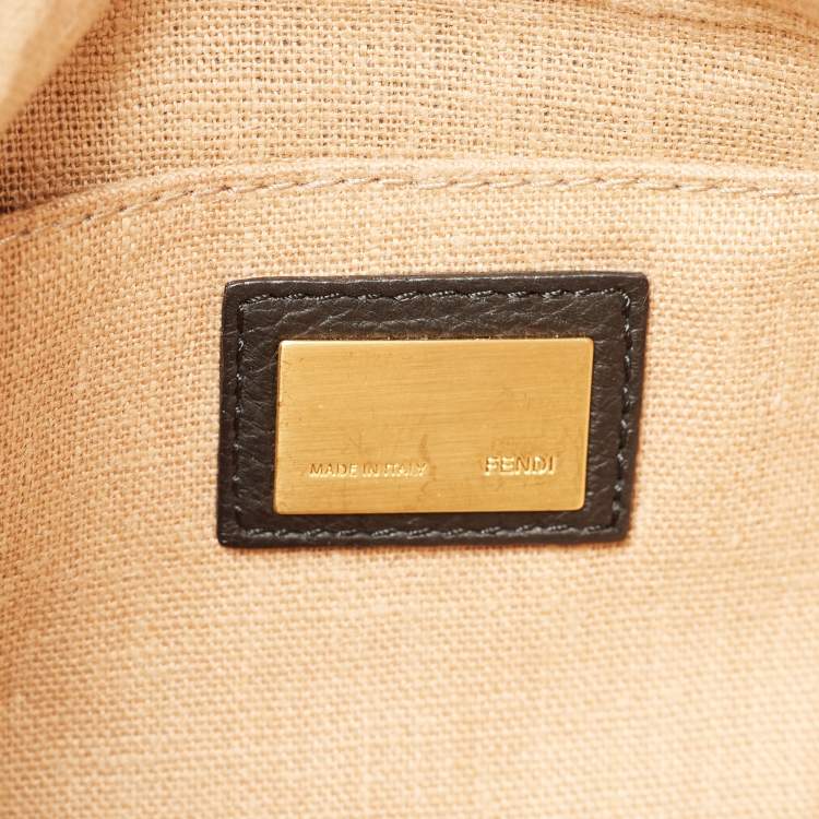 Pre Owned Fendi Black/Gold Leather Chameleon Fold-Over Clutch