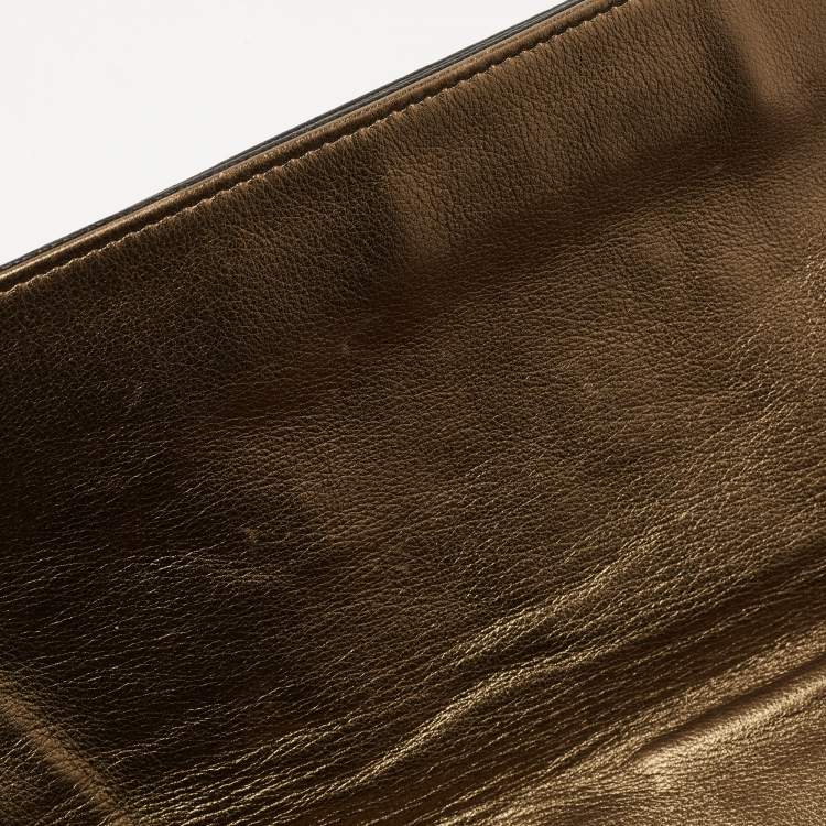 Pre Owned Fendi Black/Gold Leather Chameleon Fold-Over Clutch