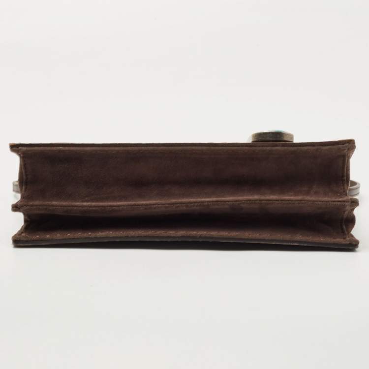 Pre Owned Fendi Brown/Black Leather Turnlock Flap Shoulder Bag