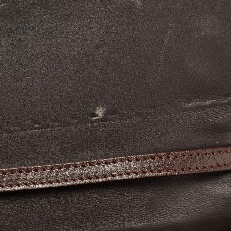 Pre Owned Fendi Brown/Black Leather Turnlock Flap Shoulder Bag
